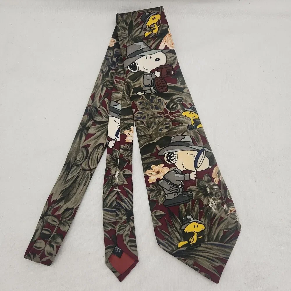 Tie Peanuts Jungle Joe Silk Necktie Snoopy Woodstock Safari 1965 Vintage
